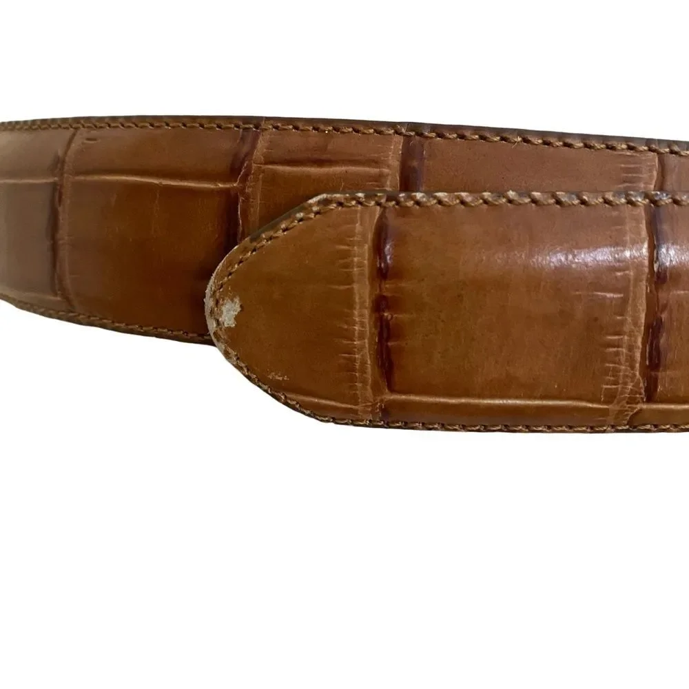 Brighton Croco Leather Belt Brown Size ML 32